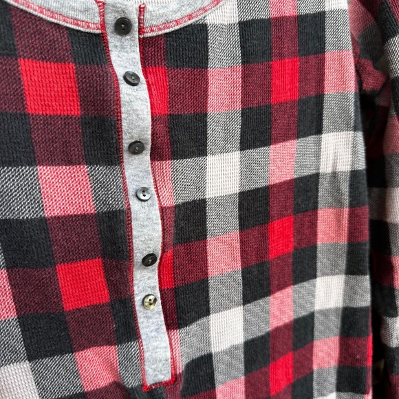 Victoria's Secret Plaid Long Sleeve Romper shorts Pajamas Medium Red Black Gray - Picture 5 of 10